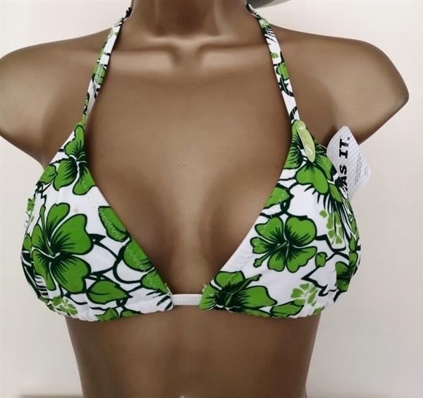 Grote foto prachtige witte bikini met groene print kleding dames badmode en zwemkleding