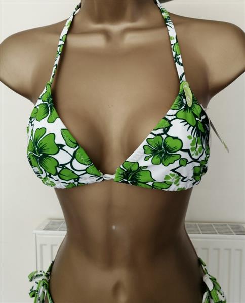 Grote foto prachtige witte bikini met groene print kleding dames badmode en zwemkleding