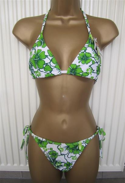 Grote foto prachtige witte bikini met groene print kleding dames badmode en zwemkleding