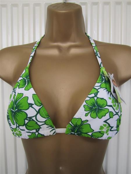 Grote foto prachtige witte bikini met groene print kleding dames badmode en zwemkleding