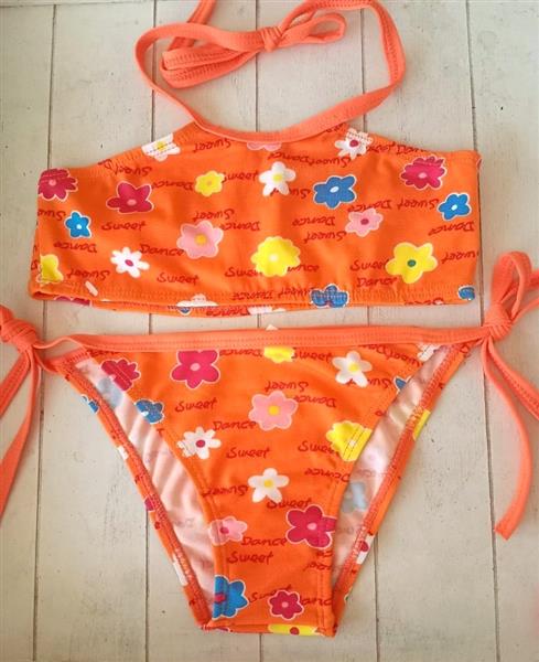 Grote foto mooie oranje bikini met bloemetjes 92 tot 128 kinderen en baby overige