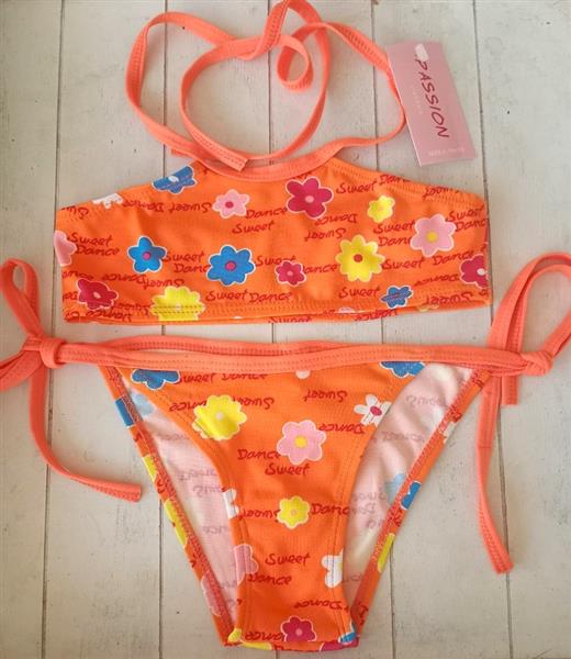 Grote foto mooie oranje bikini met bloemetjes 92 tot 128 kinderen en baby overige