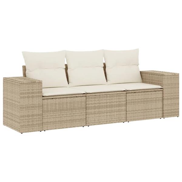 Grote foto vidaxl 3 delige loungeset met kussens poly rattan beige tuin en terras tuinmeubelen