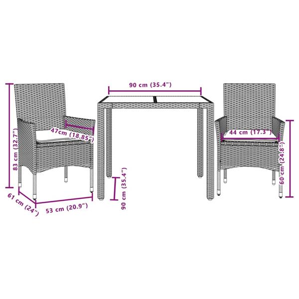 Grote foto vidaxl 3 delige tuinset met kussens poly rattan en acaciahout beige tuin en terras tuinmeubelen