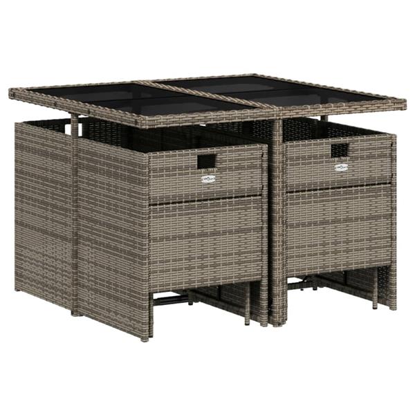 Grote foto vidaxl 9 delige tuinset met kussens poly rattan grijs tuin en terras tuinmeubelen