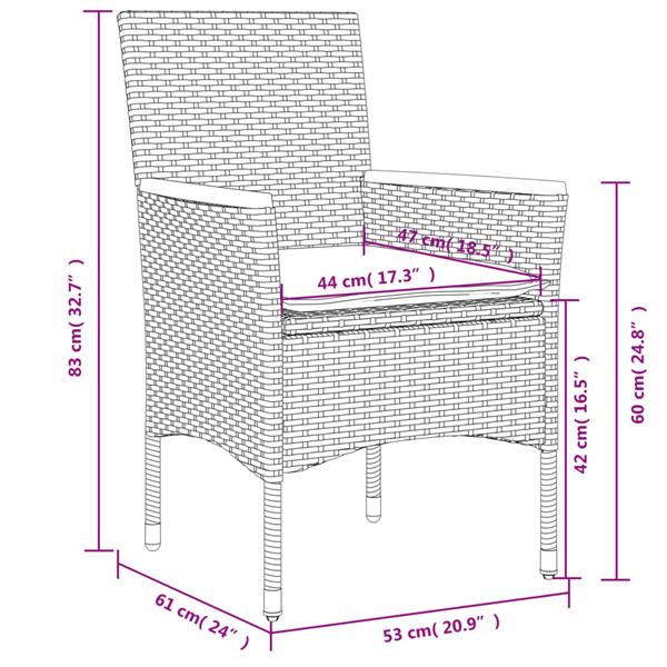 Grote foto vidaxl 3 delige tuinset met kussens poly rattan en acaciahout beige tuin en terras tuinmeubelen