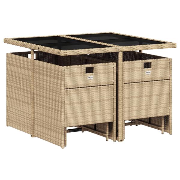 Grote foto vidaxl 9 delige tuinset met kussens poly rattan beige tuin en terras tuinmeubelen