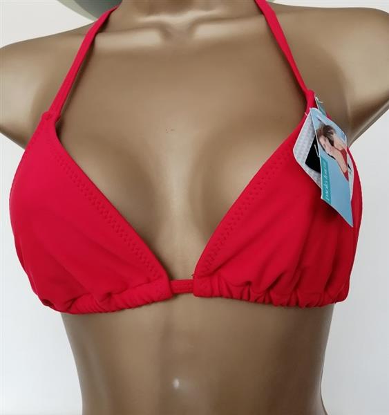 Grote foto mooie rode triangel bikini met koordjes s m l kleding dames badmode en zwemkleding