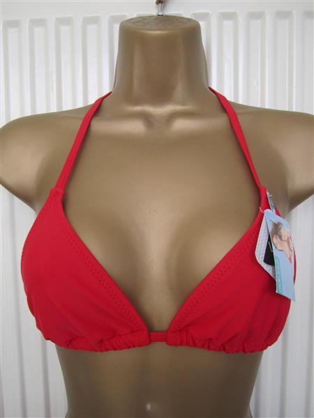 Grote foto mooie rode triangel bikini met koordjes s m l kleding dames badmode en zwemkleding