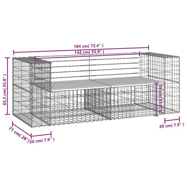 Grote foto vidaxl tuinbank schanskorfontwerp 184x71x65 5 cm massief grenenhout tuin en terras tuinmeubelen