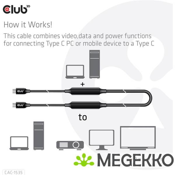 Grote foto club3d cac 1535 usb kabel 5 m 3.2 gen 2 3.1 gen 2 usb c zwart computers en software overige computers en software