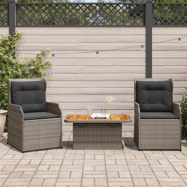 Grote foto vidaxl 3 delige loungeset met kussens poly rattan grijs tuin en terras tuinmeubelen