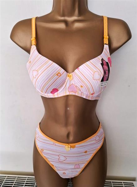 Grote foto bh met string in pasteloranje en roze b cups kleding dames ondergoed en lingerie