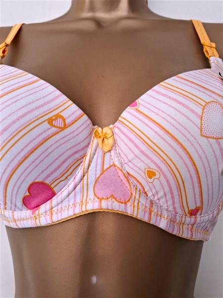 Grote foto bh met string in pasteloranje en roze b cups kleding dames ondergoed en lingerie