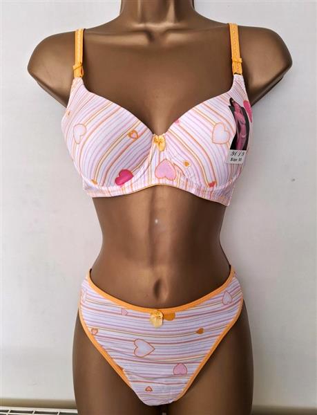 Grote foto bh met string in pasteloranje en roze b cups kleding dames ondergoed en lingerie