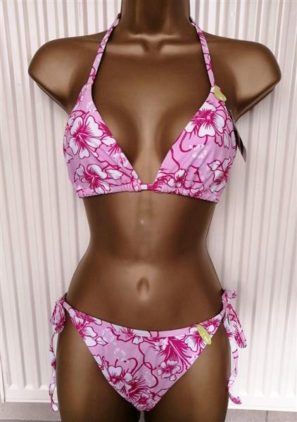 Grote foto roze bikini met wit en fuchsia med en large kleding dames badmode en zwemkleding