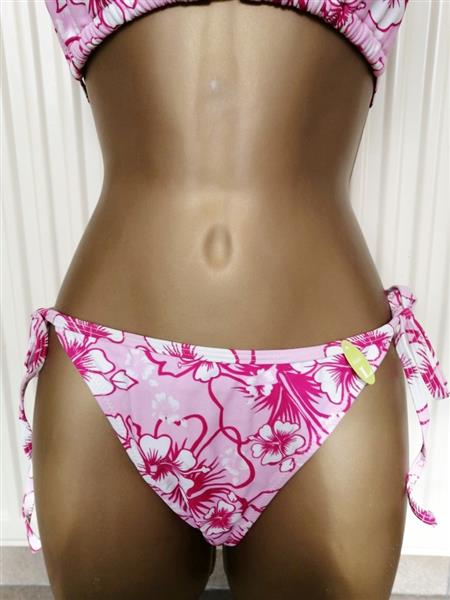 Grote foto roze bikini met wit en fuchsia med en large kleding dames badmode en zwemkleding