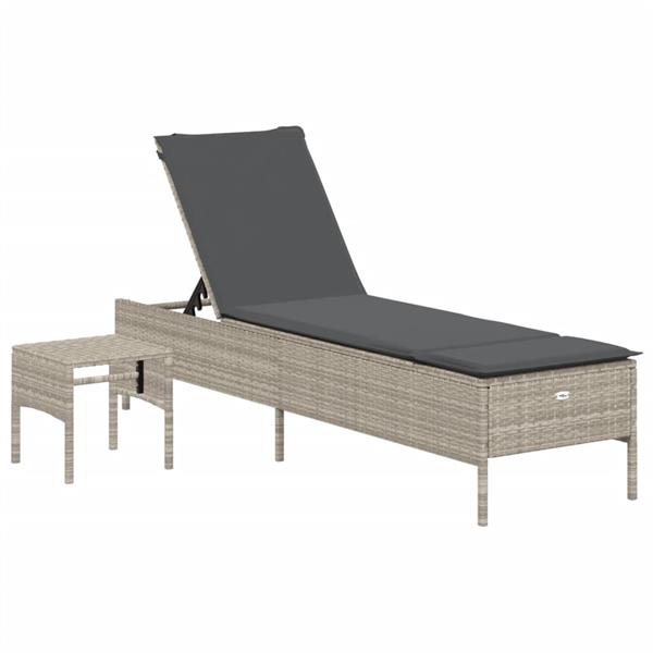 Grote foto vidaxl 3 delige ligbeddenset met kussens poly rattan lichtgrijs tuin en terras tuinmeubelen