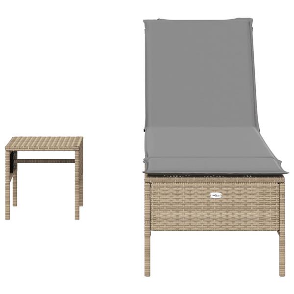 Grote foto vidaxl 3 delige ligbeddenset met kussens poly rattan beige tuin en terras tuinmeubelen