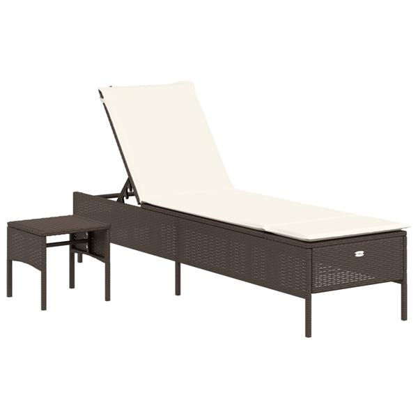 Grote foto vidaxl 3 delige ligbeddenset met kussens poly rattan bruin tuin en terras tuinmeubelen