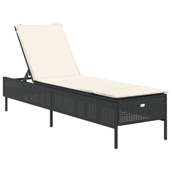 Grote foto vidaxl 3 delige ligbeddenset met kussens poly rattan zwart tuin en terras tuinmeubelen