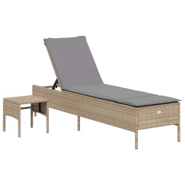 Grote foto vidaxl 3 delige ligbeddenset met kussens poly rattan beige tuin en terras tuinmeubelen