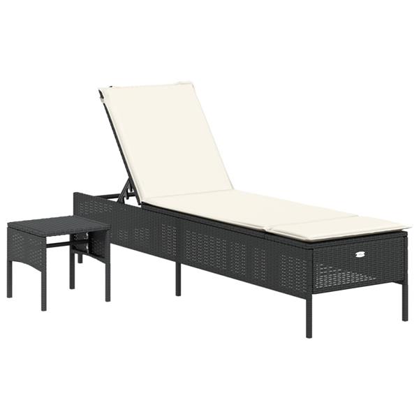 Grote foto vidaxl 3 delige ligbeddenset met kussens poly rattan zwart tuin en terras tuinmeubelen