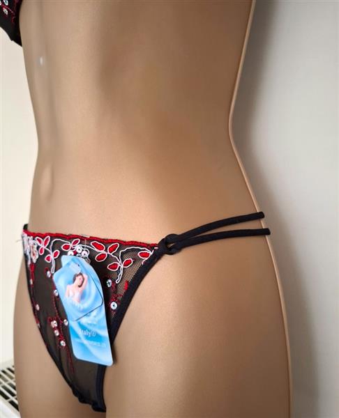 Grote foto superchique zwarte bh en string met paillettes kleding dames ondergoed en lingerie