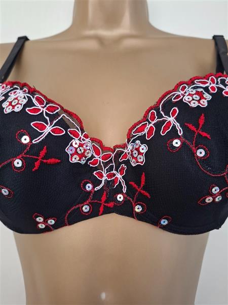 Grote foto superchique zwarte bh en string met paillettes kleding dames ondergoed en lingerie