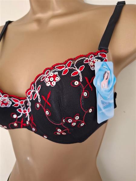 Grote foto superchique zwarte bh en string met paillettes kleding dames ondergoed en lingerie