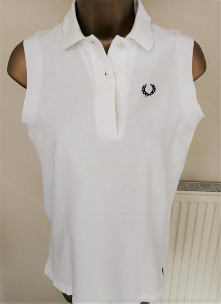 Grote foto witte vintage mouwloze polo fred perry maat 38 kleding dames tops