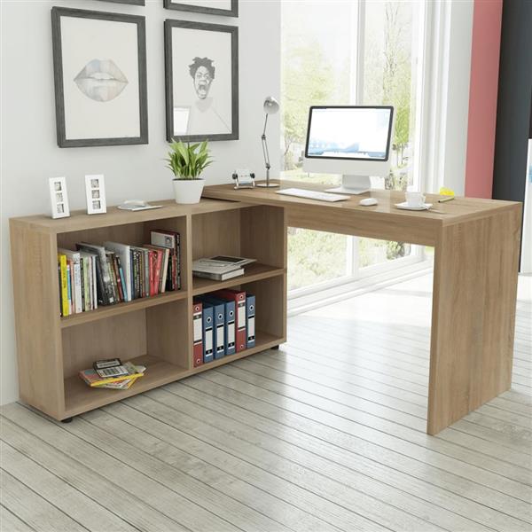 Grote foto vidaxl hoekbureau 4 schappen eiken huis en inrichting stoelen