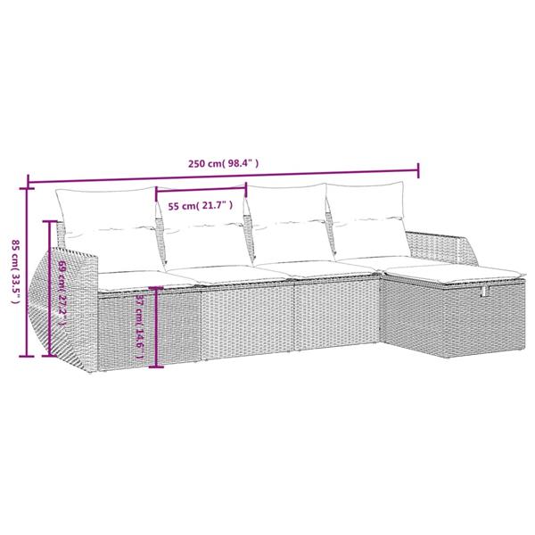 Grote foto vidaxl 5 delige loungeset met kussens poly rattan lichtgrijs tuin en terras tuinmeubelen