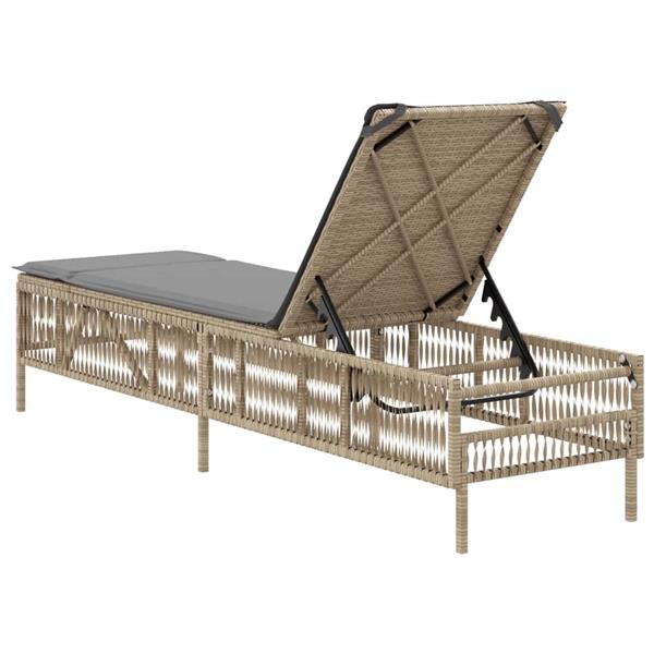 Grote foto vidaxl ligbed met kussen poly rattan beige tuin en terras tuinmeubelen