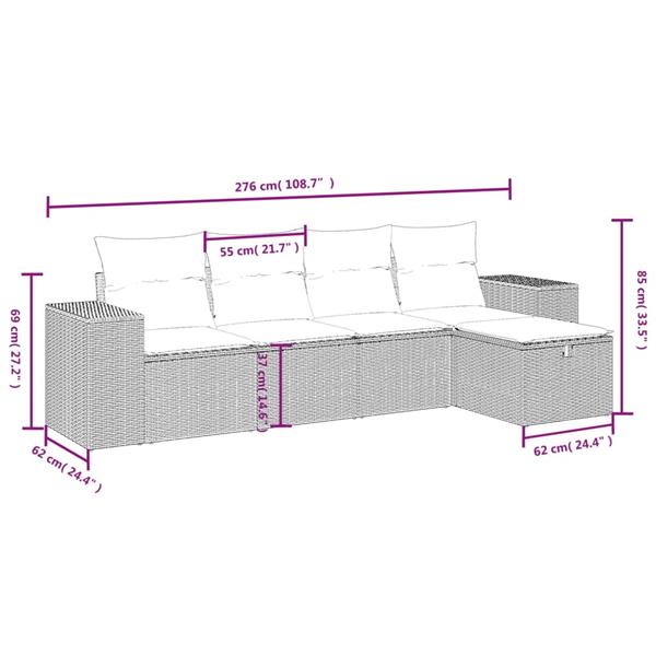 Grote foto vidaxl 5 delige loungeset met kussens poly rattan lichtgrijs tuin en terras tuinmeubelen