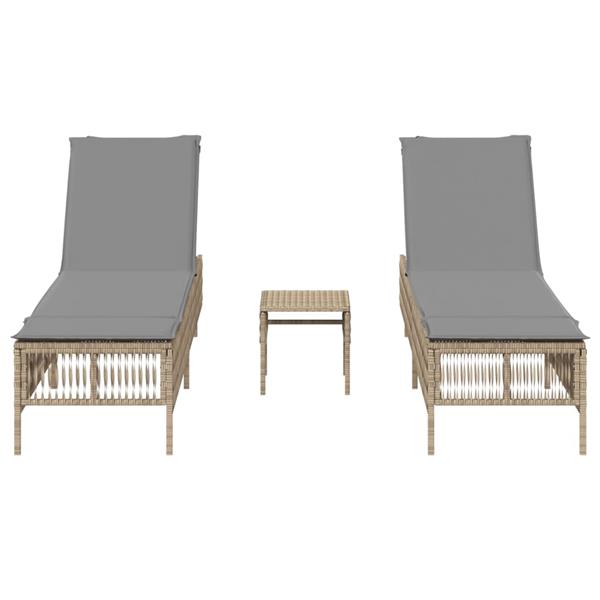 Grote foto vidaxl ligstoelen 2 st met tafel poly rattan beige tuin en terras tuinmeubelen