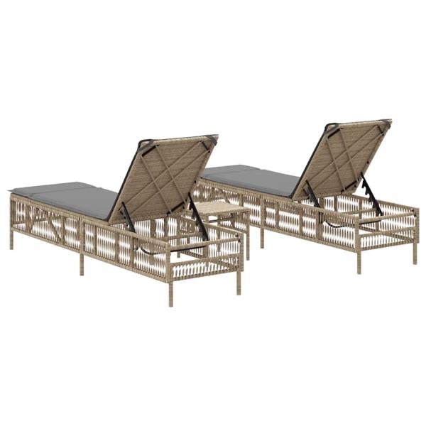 Grote foto vidaxl ligstoelen 2 st met tafel poly rattan beige tuin en terras tuinmeubelen