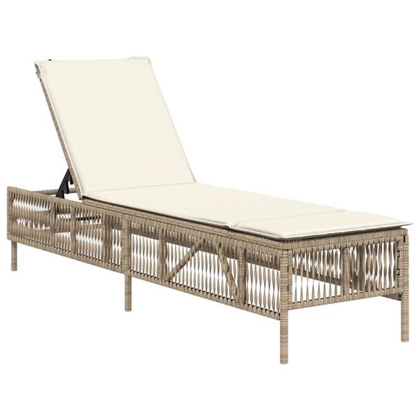 Grote foto vidaxl ligstoelen 2 st met kussens poly rattan beige tuin en terras tuinmeubelen