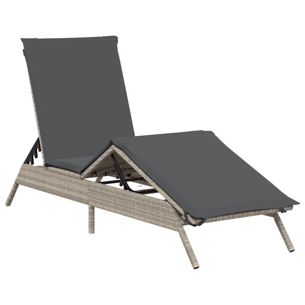 Grote foto vidaxl ligstoelen 2 st met kussen poly rattan lichtgrijs tuin en terras tuinmeubelen