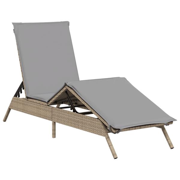 Grote foto vidaxl ligstoelen 2 st met kussens poly rattan beige tuin en terras tuinmeubelen