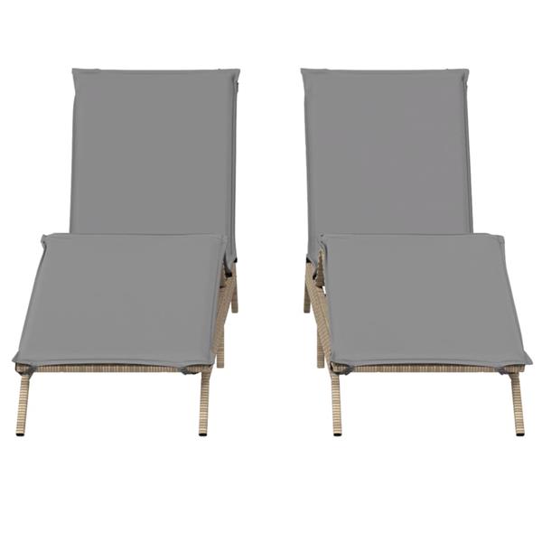 Grote foto vidaxl ligstoelen 2 st met kussens poly rattan beige tuin en terras tuinmeubelen