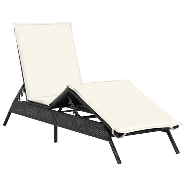 Grote foto vidaxl ligstoelen 2 st met kussens poly rattan zwart tuin en terras tuinmeubelen