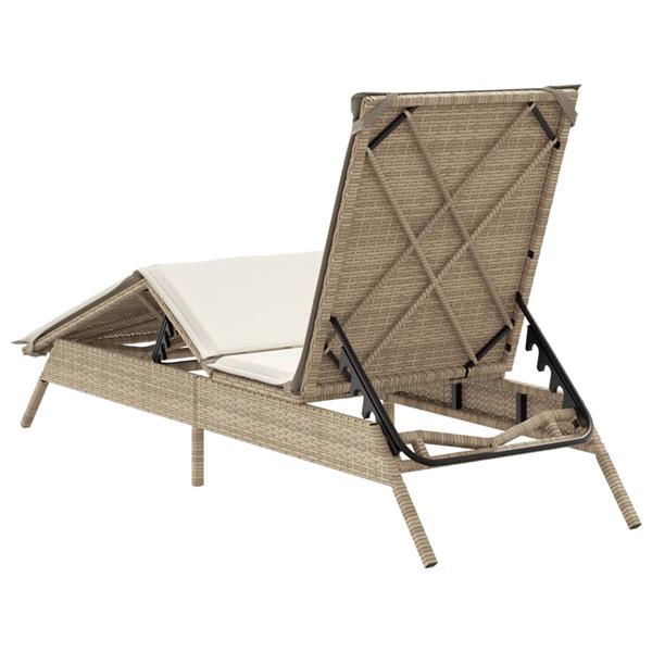 Grote foto vidaxl ligbed met kussen poly rattan beige tuin en terras tuinmeubelen