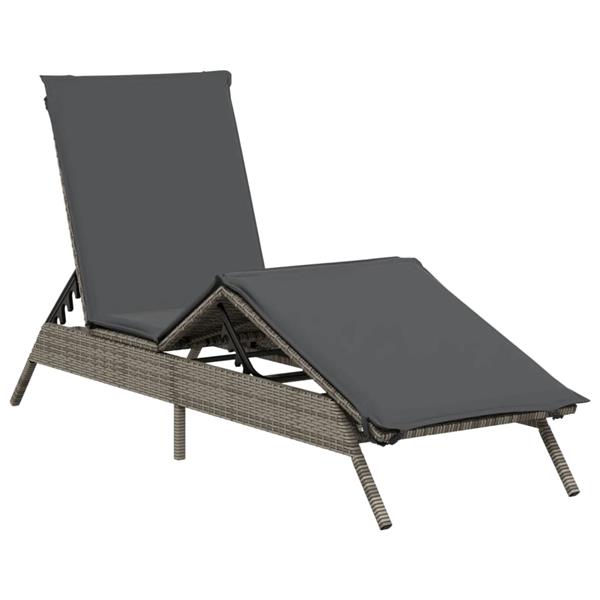 Grote foto vidaxl ligstoelen 2 st met kussens poly rattan grijs tuin en terras tuinmeubelen