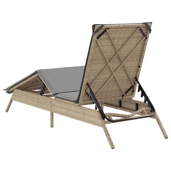 Grote foto vidaxl ligbed met kussen poly rattan beige tuin en terras tuinmeubelen