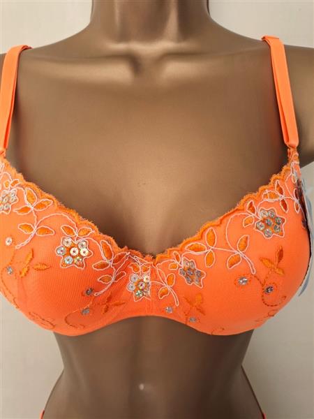 Grote foto chique bh en string in prachtige oranje kleur 80b kleding dames ondergoed en lingerie