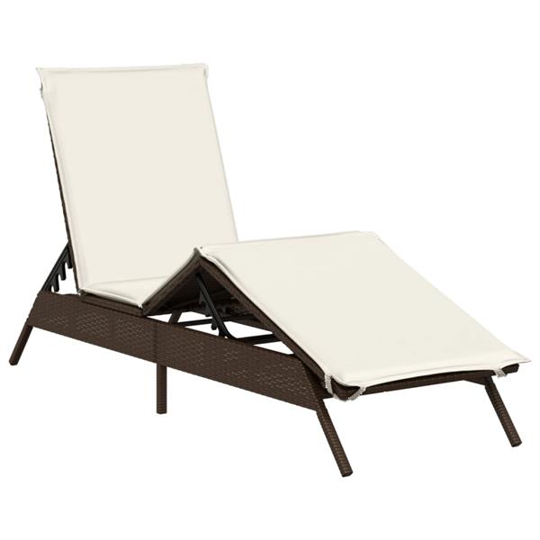 Grote foto vidaxl ligstoelen 2 st met kussens poly rattan bruin tuin en terras tuinmeubelen