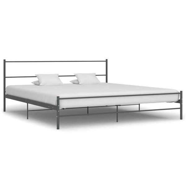 Grote foto vidaxl bedframe metaal grijs 180x200 cm antiek en kunst stoelen en banken