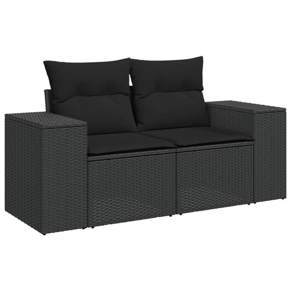 Grote foto vidaxl 4 delige loungeset met kussens poly rattan zwart tuin en terras tuinmeubelen