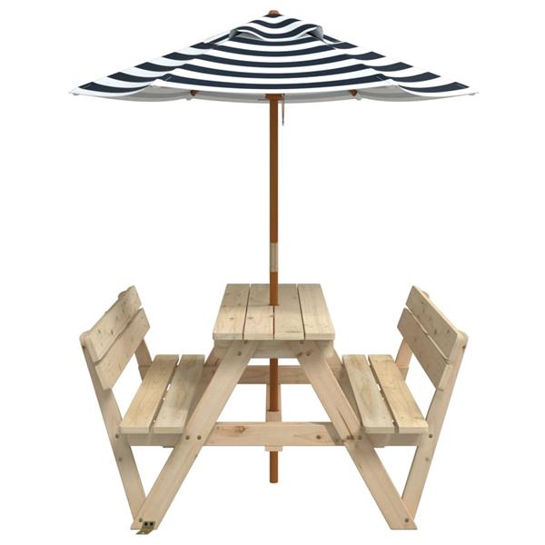 Grote foto vidaxl picknicktafel voor 4 kinderen met parasol massief vurenhout tuin en terras tuinmeubelen